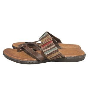 b.o.c. Brown Sandals with Striped Fabric Accents